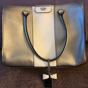 Guess Ryann Society Metallic Silver Satchel